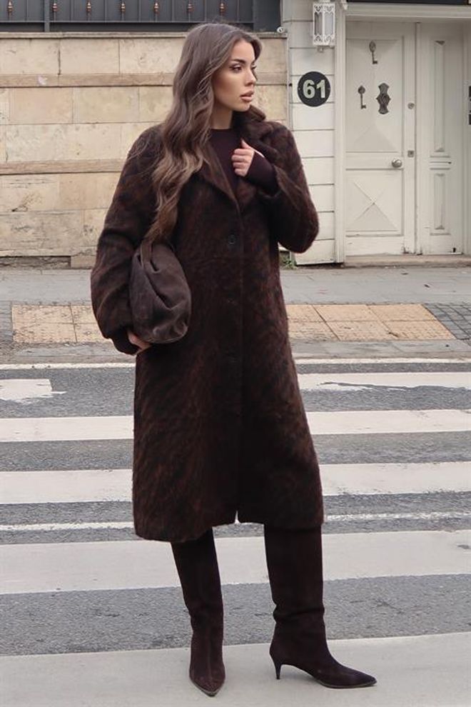 Sobe Istanbul Casaco Castanho Elegante De Um Só Peito Xadrez Roupas por atacado 5