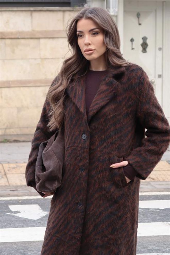 Sobe Istanbul Casaco Castanho Elegante De Um Só Peito Xadrez Roupas por atacado 1