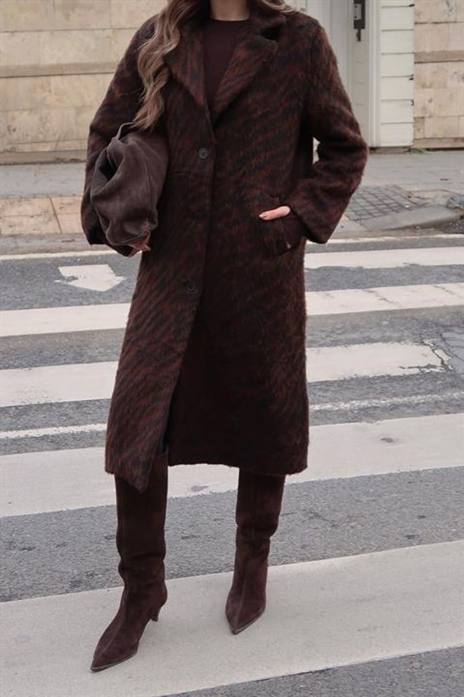 Sobe Istanbul Casaco Castanho Elegante De Um Só Peito Xadrez Roupas por atacado A relaxar