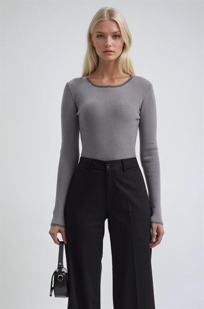 Sobe Istanbul Maglione Grigio Casual Elegante Preppy Abbigliamento all'ingrosso Casuale