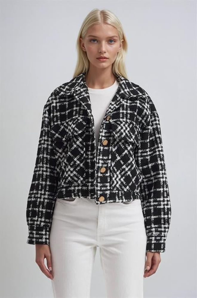 Sobe Istanbul Crna Retro Predimenzionirana Karirana Košulja jakna Veleprodaja odjeće Ležerni