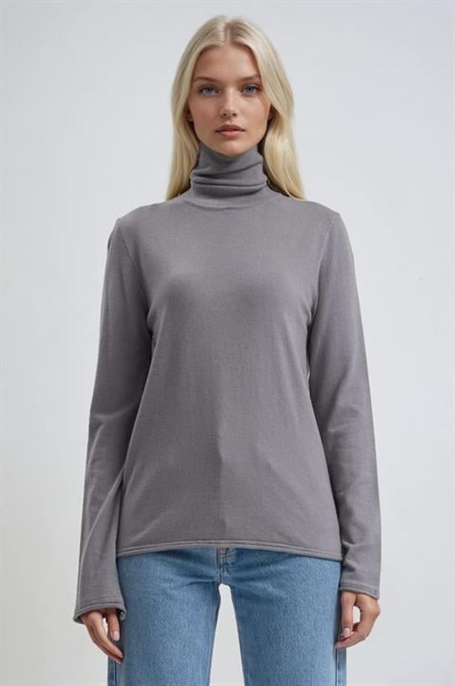 Sobe Istanbul Maglione Grigio Collo A Tartaruga Casual Abbigliamento all'ingrosso Modesto