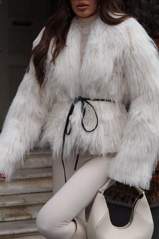 Sobe Istanbul White Glam Elegant Wrapover Jacket Wholesale Clothing Fall