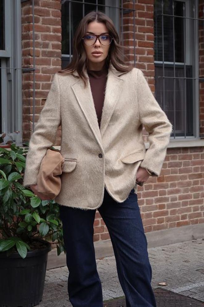 Sobe Istanbul Bež Elegantan Jednoredni Blejzer Jakna Veleprodaja odjeće Ležerni