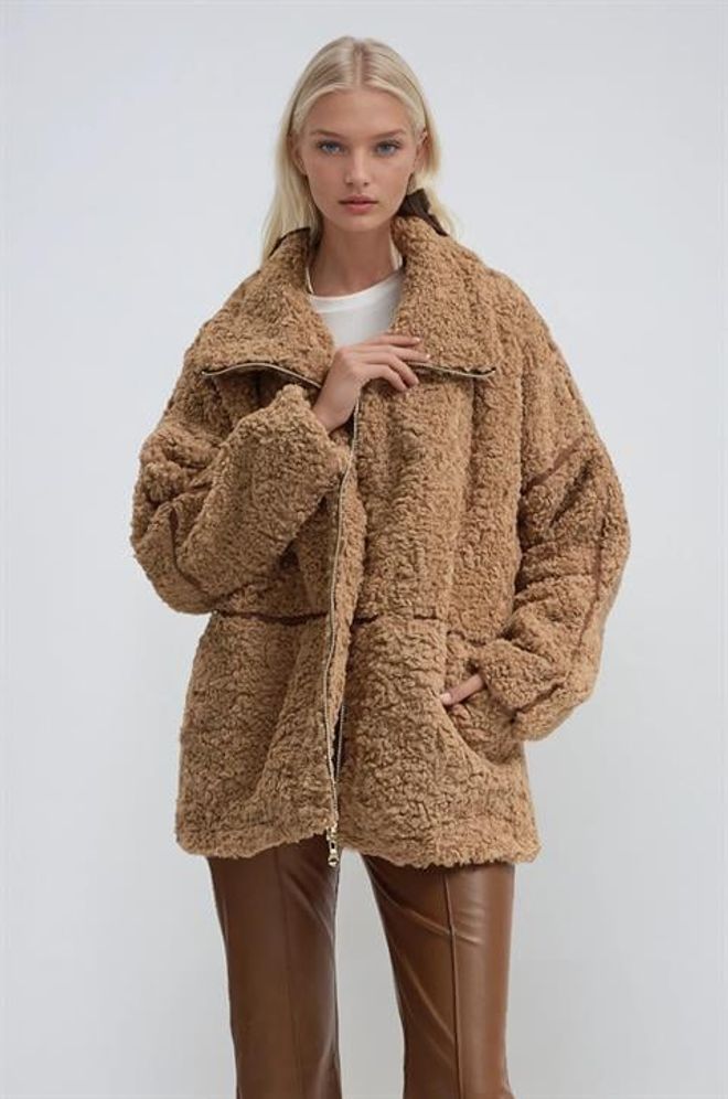 Sobe Istanbul Smeđa Puffer Jakna S Visokim Ovratnikom Veleprodaja odjeće Ležerni