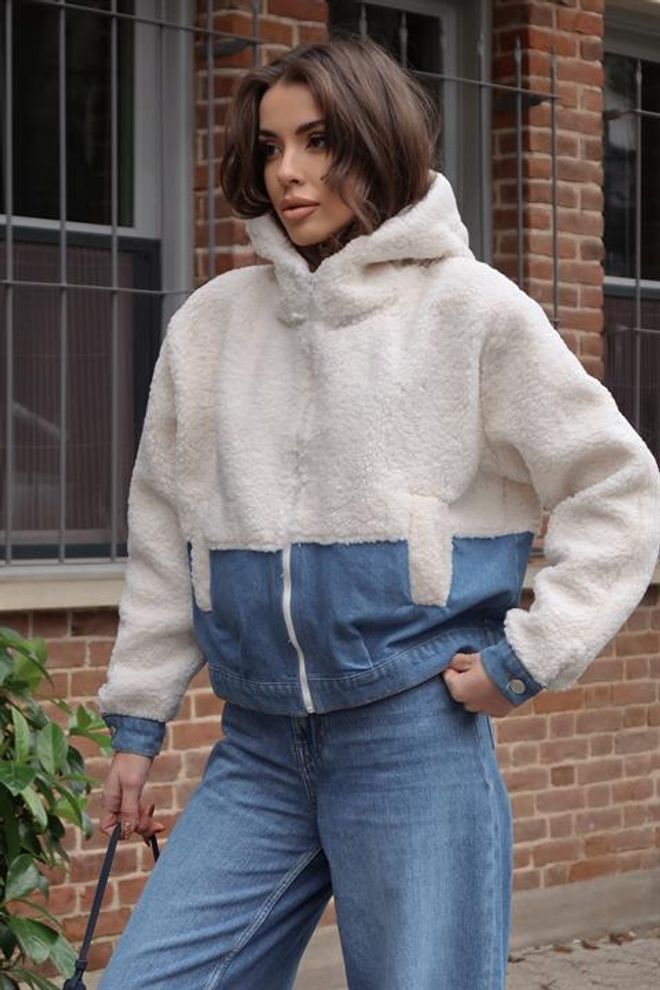 Sobe Istanbul White Bomber Jacket With Hooded Collar Wholesale Clothing 5