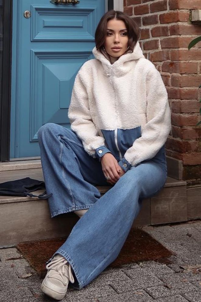 Sobe Istanbul White Bomber Jacket With Hooded Collar Wholesale Clothing Lounge