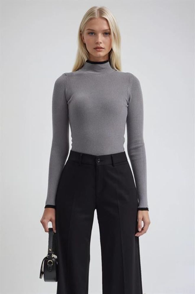 Sobe Istanbul Maglione Grigio Elegante Formale Casual Preppy Abbigliamento all'ingrosso Casuale