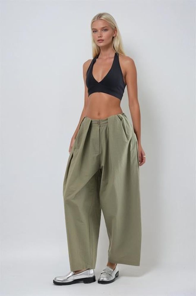 Sobe Istanbul Zelené Palazzo Nohavice Veľkoobchod s oblečením Neformálny