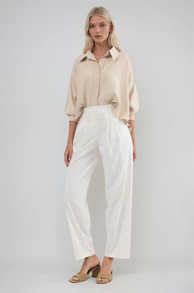 Sobe Istanbul White Pants Tapered Carrot With High Waist Wholesale Clothing Spring