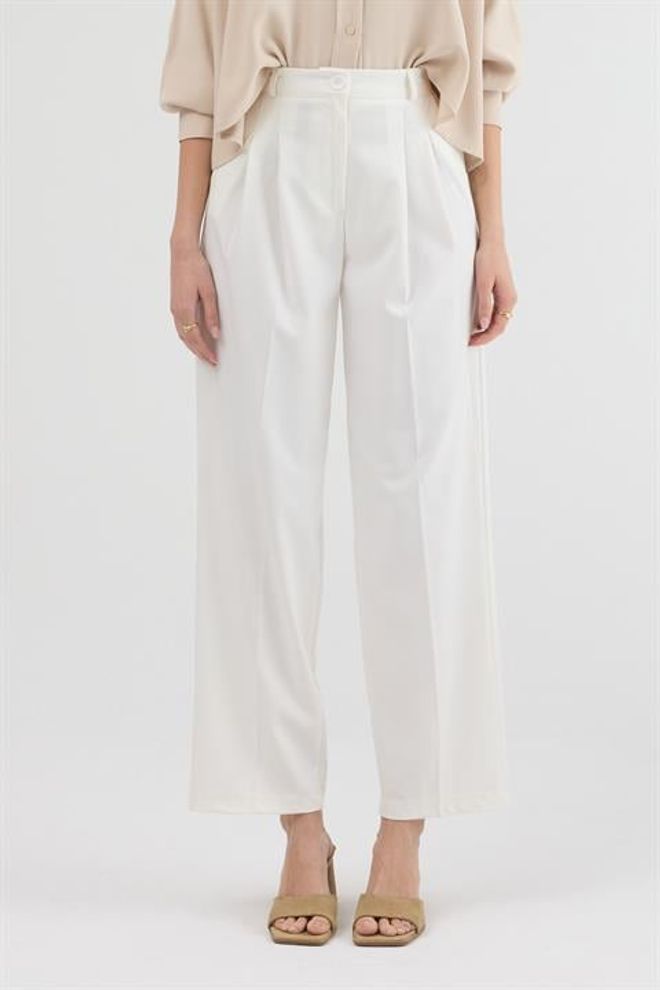 Sobe Istanbul White Pants Tapered Carrot With High Waist Wholesale Clothing Formal