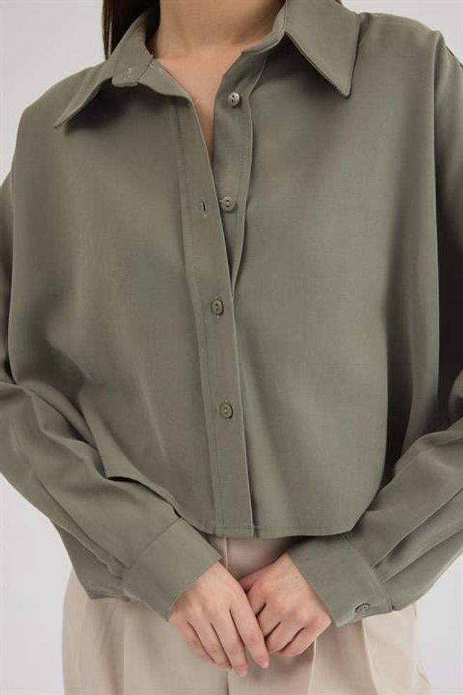 Sobe Istanbul Khaki Oversized Fit Casual Shirt Wholesale Clothing 5