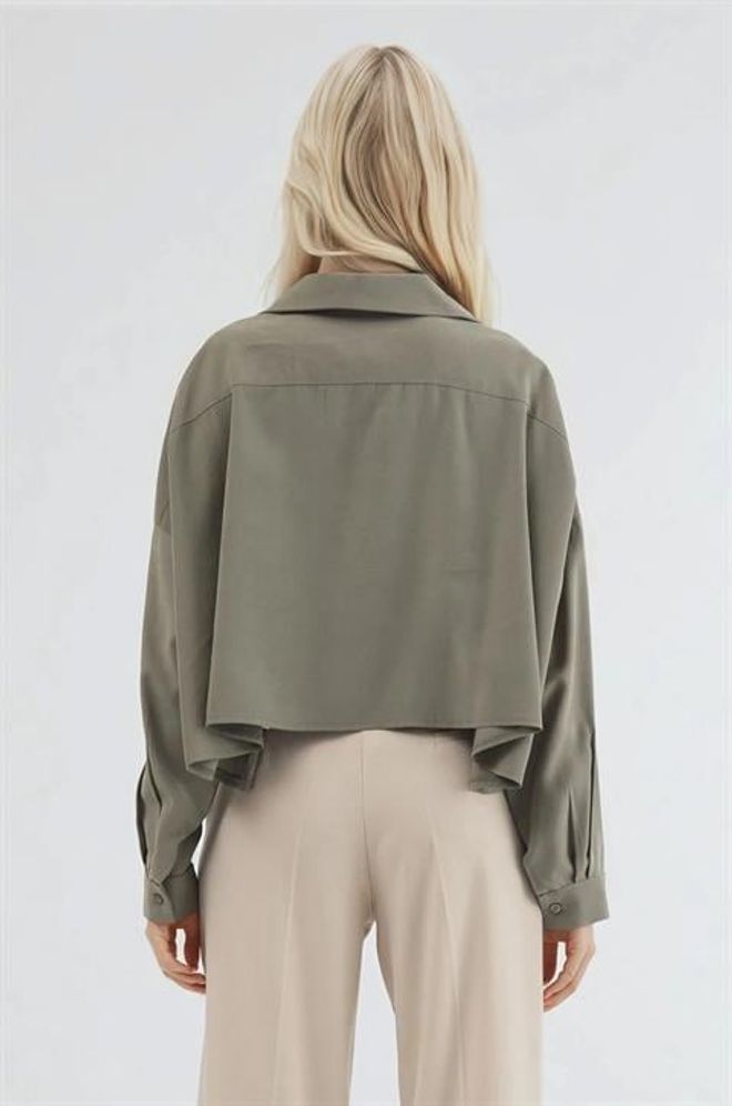 Sobe Istanbul Khaki Oversized Fit Casual Shirt Wholesale Clothing Streetwear