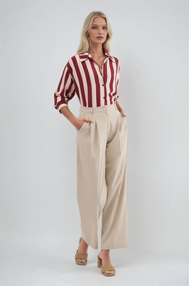 Sobe Istanbul Beige Formal Elegant Casual Preppy Pants Wholesale Clothing Lounge