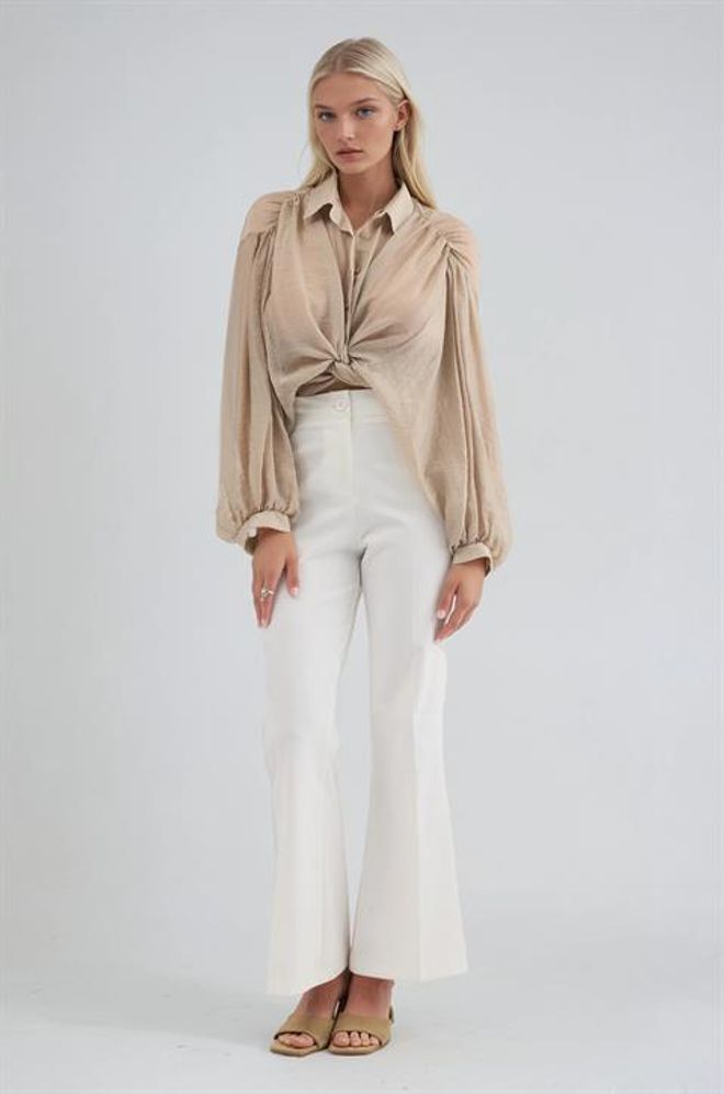 Sobe Istanbul White Elegant Buttoned Bootcut Pants Wholesale Clothing Work