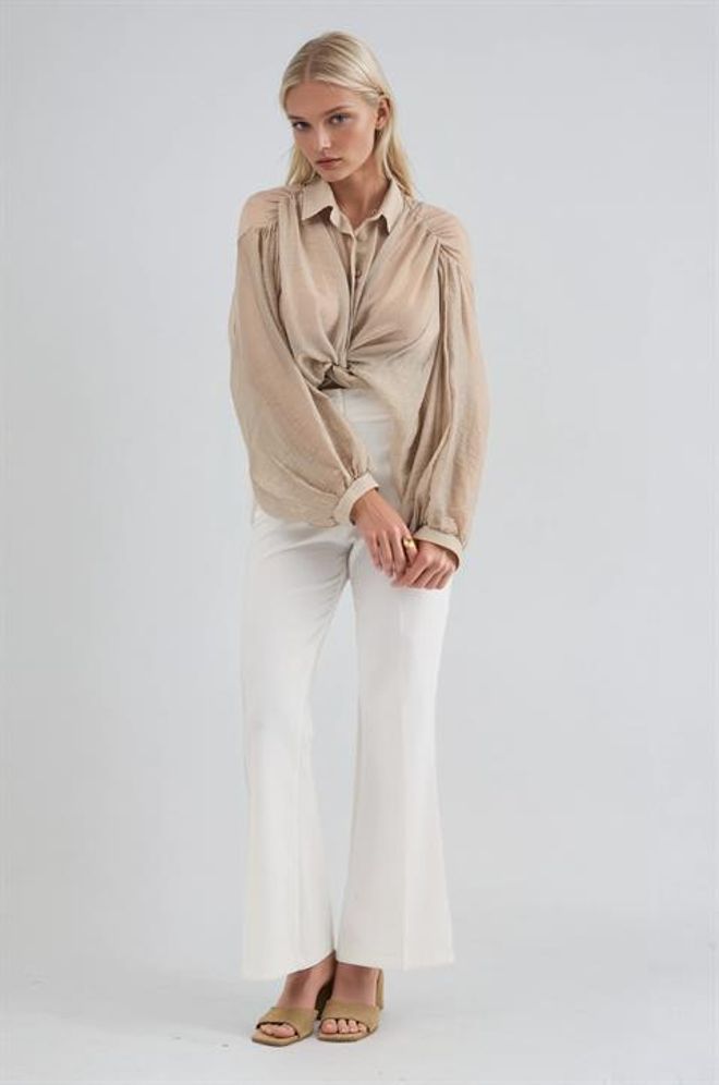 Sobe Istanbul White Elegant Buttoned Bootcut Pants Wholesale Clothing Spring