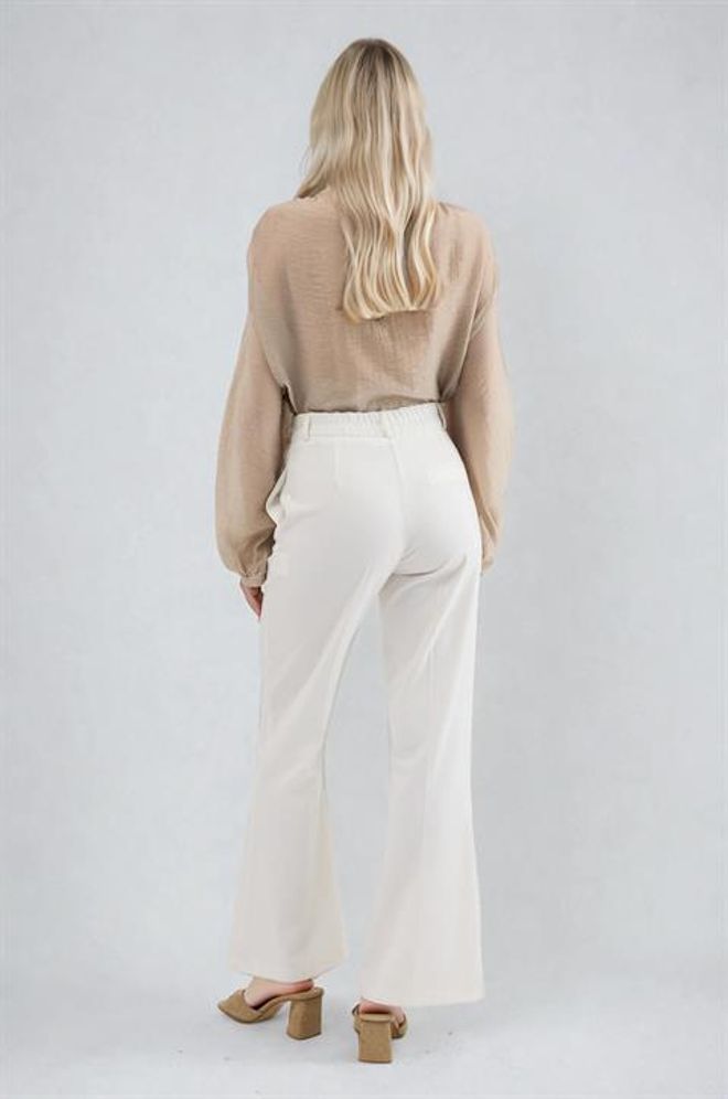 Sobe Istanbul White Elegant Buttoned Bootcut Pants Wholesale Clothing 5