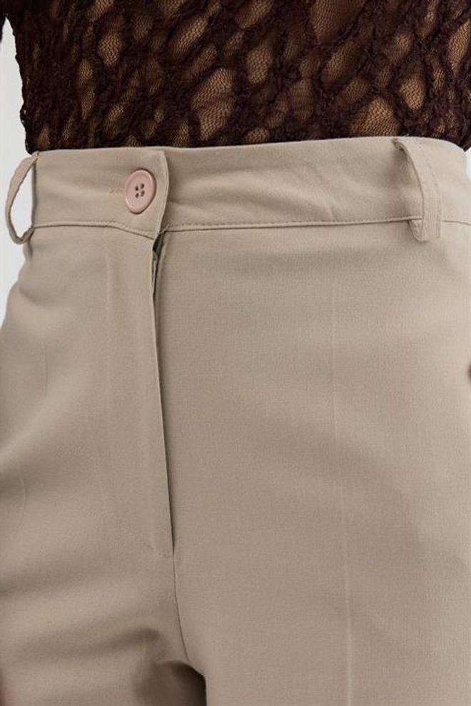 Sobe Istanbul Beige Elegant Bootcut Pants With High Waist Wholesale Clothing 5