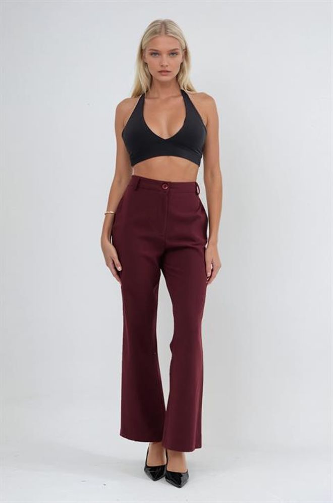 Sobe Istanbul Claret Red Elegant Bootcut Pants Wholesale Clothing Formal