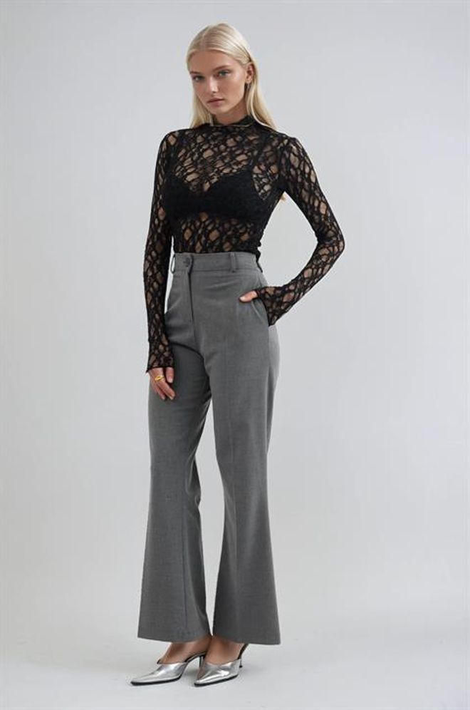 Sobe Istanbul Grey Elegant Formal Bootcut Pants Wholesale Clothing Spring