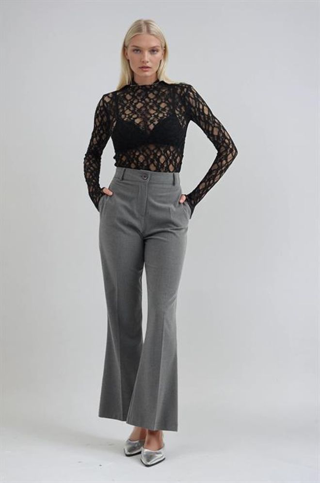 Sobe Istanbul Grey Elegant Formal Bootcut Pants Wholesale Clothing Elegant