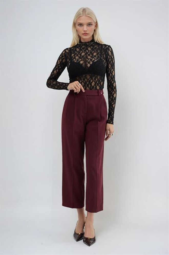 Sobe Istanbul Pantaloni Bordeaux A Sigaretta Abbigliamento all'ingrosso Casuale