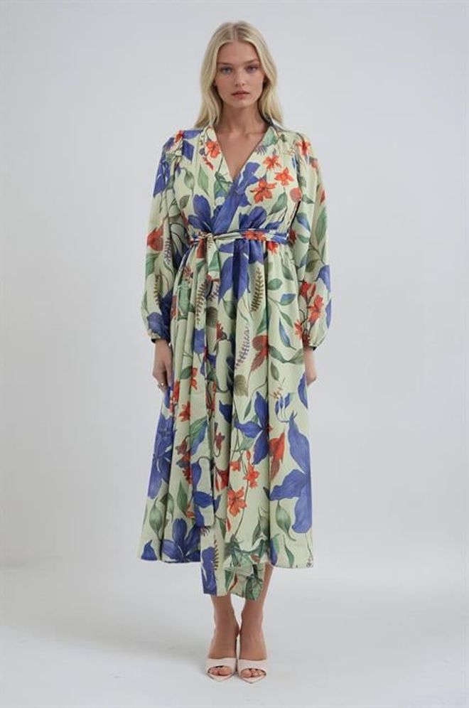 Sobe Istanbul Mix Color Wrap Dress With Long Sleeves Wholesale Clothing Casual