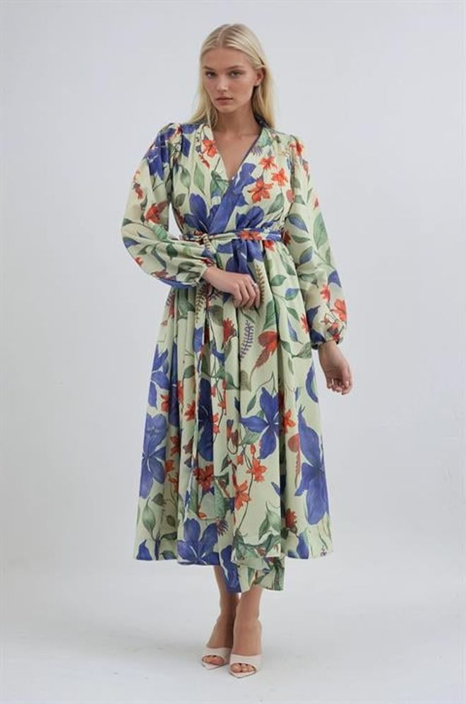 Sobe Istanbul Mix Color Wrap Dress With Long Sleeves Wholesale Clothing 1