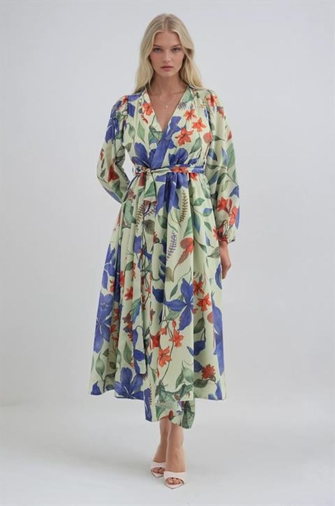 Sobe Istanbul Mix Color Wrap Dress With Long Sleeves Wholesale Clothing Work