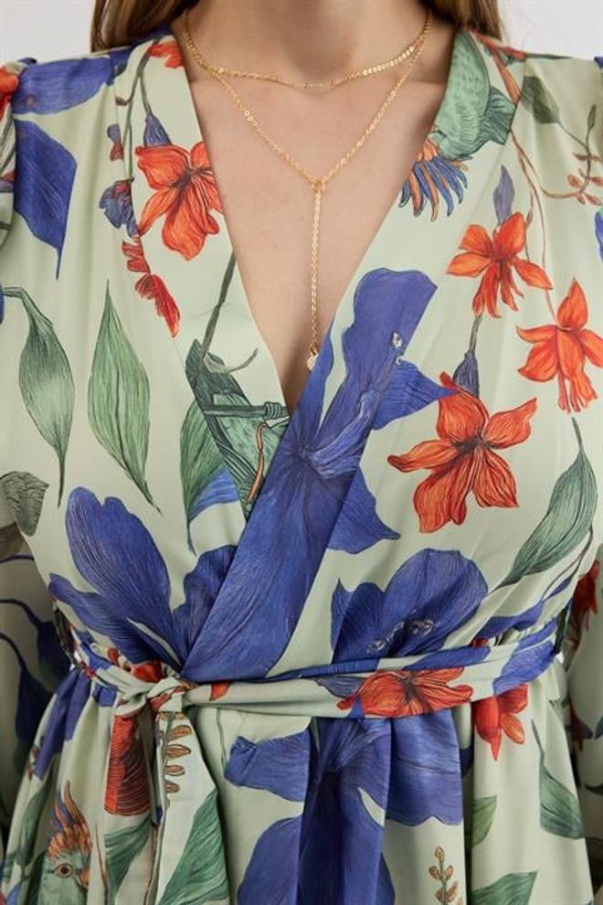 Sobe Istanbul Mix Color Wrap Dress With Long Sleeves Wholesale Clothing Birthday