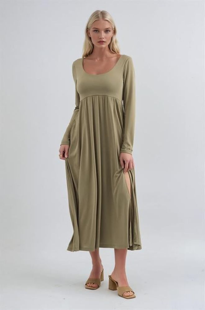 Sobe Istanbul Khaki A Linie Lässig Elegant Formal Kleid Großhandelskleidung Modest