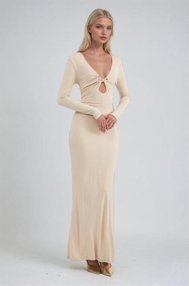 Sobe Istanbul Μπεζ Σέξι Κομψό Επίσημο Glam Bodycon Φόρεμα Χονδρικό εμπόριο ενδυμάτων Σέξι