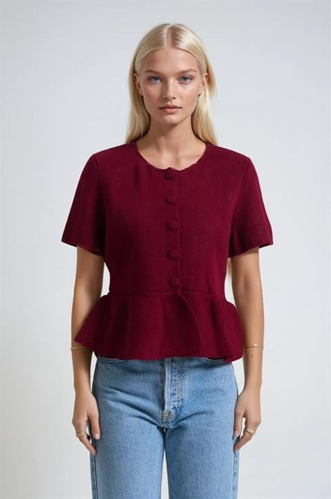 Sobe Istanbul Jopica Bordo Rdeča Na Gumbe Oblačila na debelo Ležerno