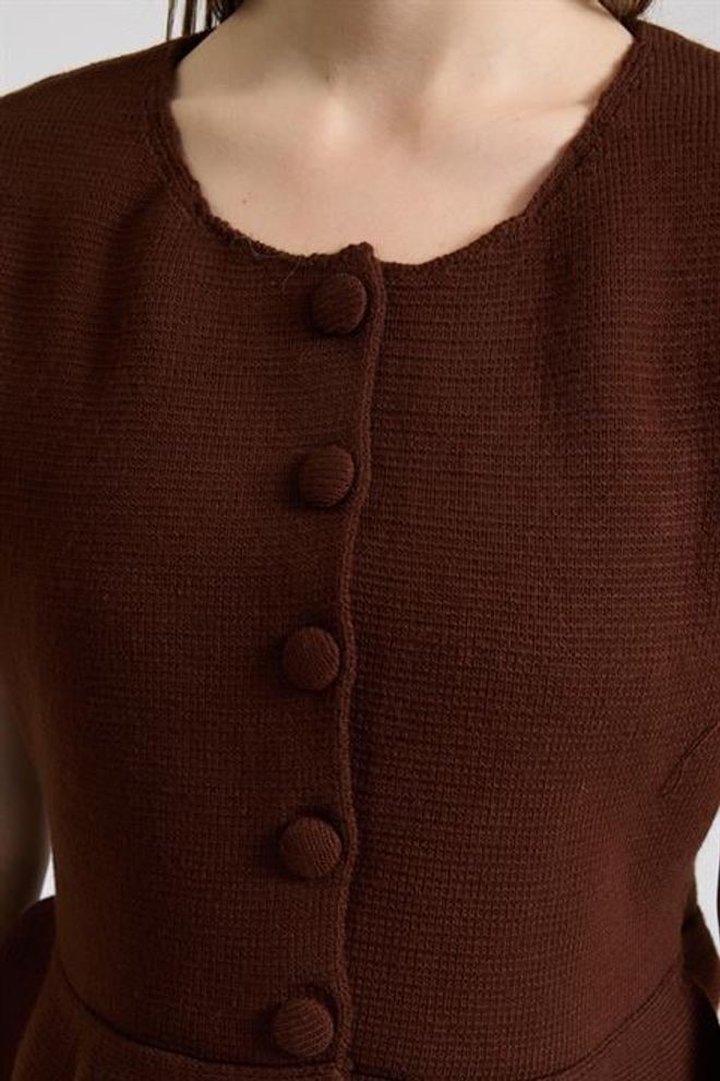 Sobe Istanbul Hnedý Kardigán Na Gombíky S Krátkym Rukávom Veľkoobchod s oblečením 5