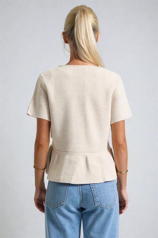 Sobe Istanbul Beige Elegant Blouse With Half Sleeves Wholesale Clothing Cocktail