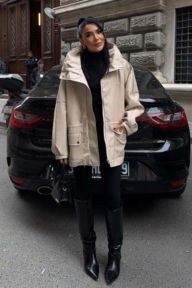 Sobe Istanbul Beige Overshirt Jacket With Hooded Collar Wholesale Clothing Lounge