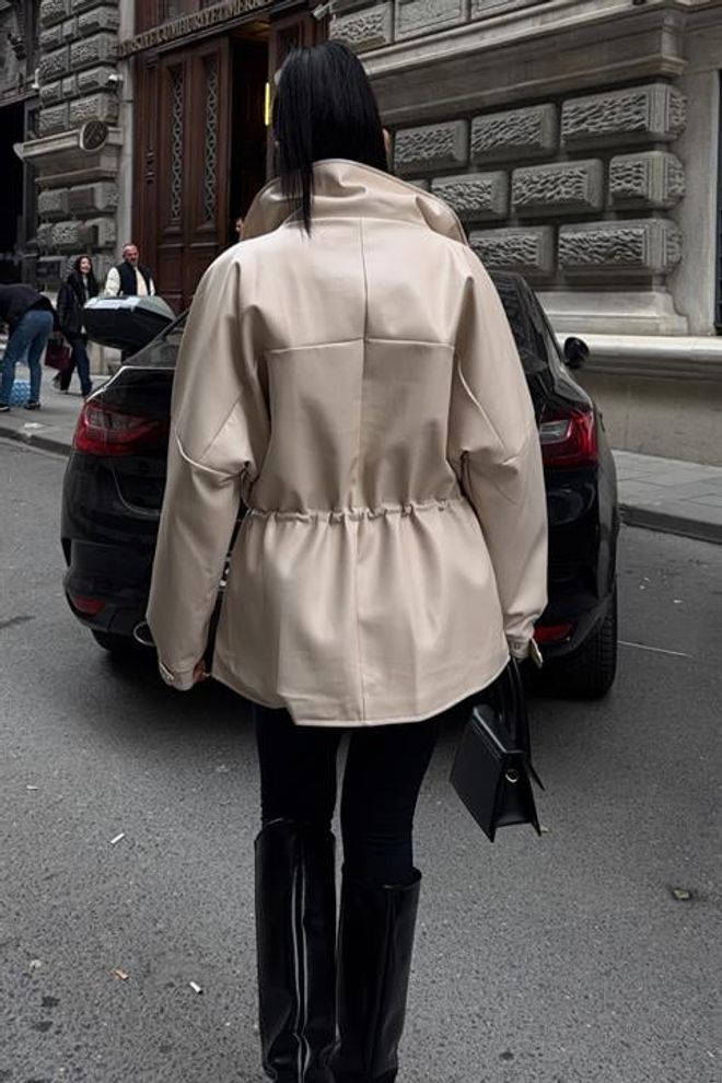 Sobe Istanbul Beige Overshirt Jacket With Hooded Collar Wholesale Clothing 5