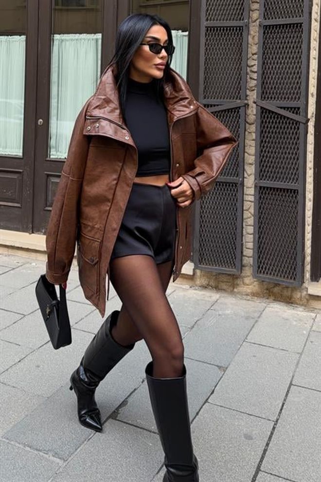 Sobe Istanbul Brown Oversized Fit Casual Overshirt Jacket Wholesale Clothing Lounge