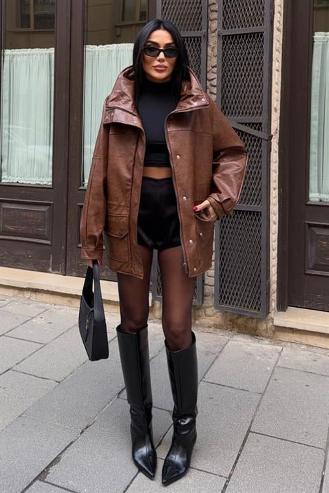 Sobe Istanbul Brown Oversized Fit Casual Overshirt Jacket Wholesale Clothing Spring