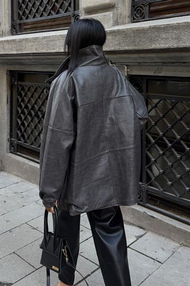 Sobe Istanbul Black Oversized Fit Overshirt Jacket Wholesale Clothing 5