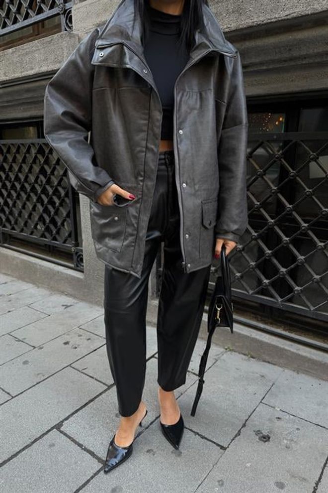 Sobe Istanbul Black Oversized Fit Overshirt Jacket Wholesale Clothing Work