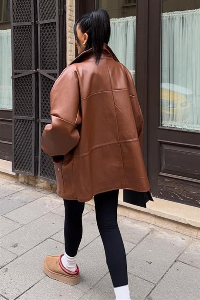 Sobe Istanbul Brown Oversized Fit Casual Jacket Wholesale Clothing 5