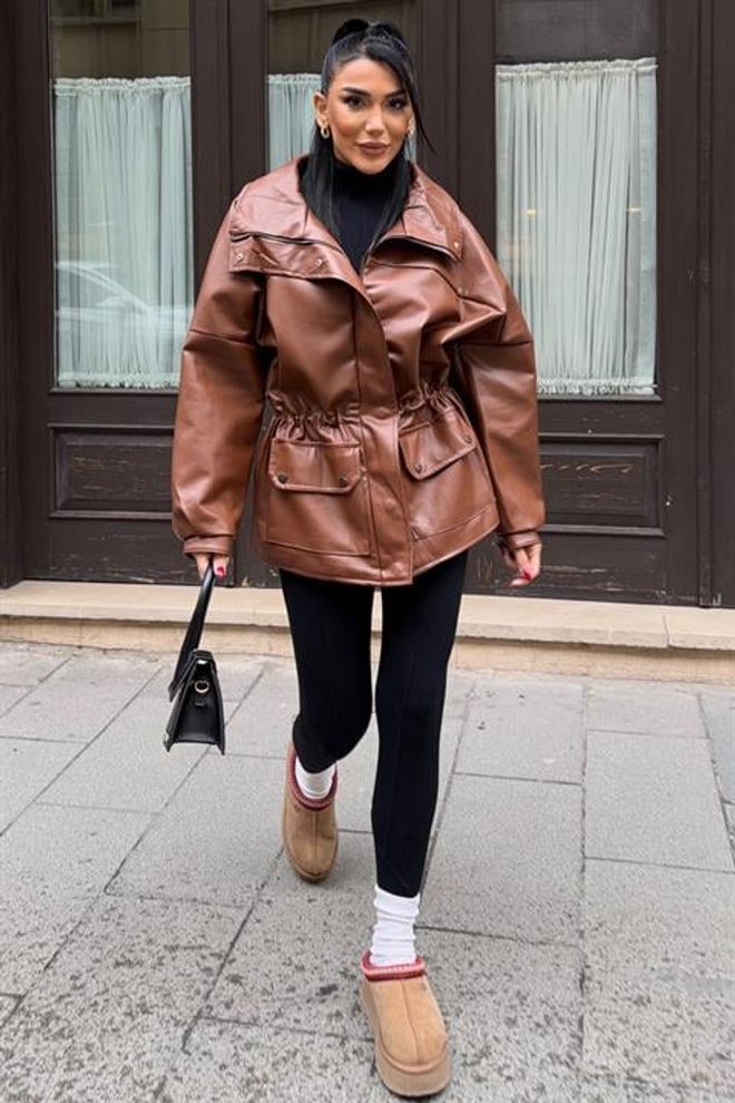 Sobe Istanbul Brown Oversized Fit Casual Jacket Wholesale Clothing Streetwear