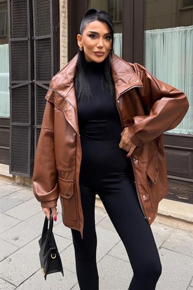 Sobe Istanbul Brown Oversized Fit Casual Jacket Wholesale Clothing Lounge