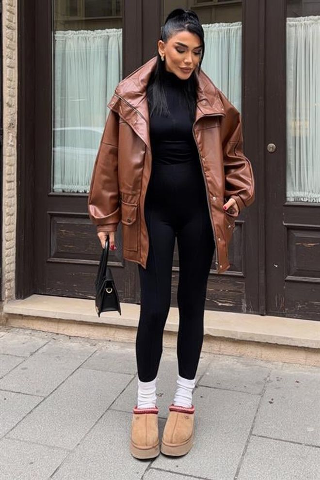 Sobe Istanbul Brown Oversized Fit Casual Jacket Wholesale Clothing Spring