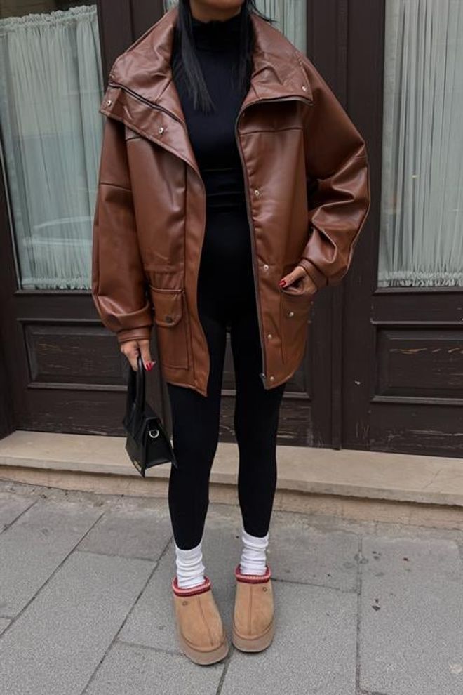 Sobe Istanbul Brown Oversized Fit Casual Jacket Wholesale Clothing Work