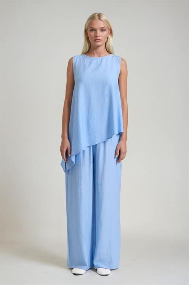 Sobe Istanbul Blau Elegantes Palazzo Set Großhandelskleidung Modest