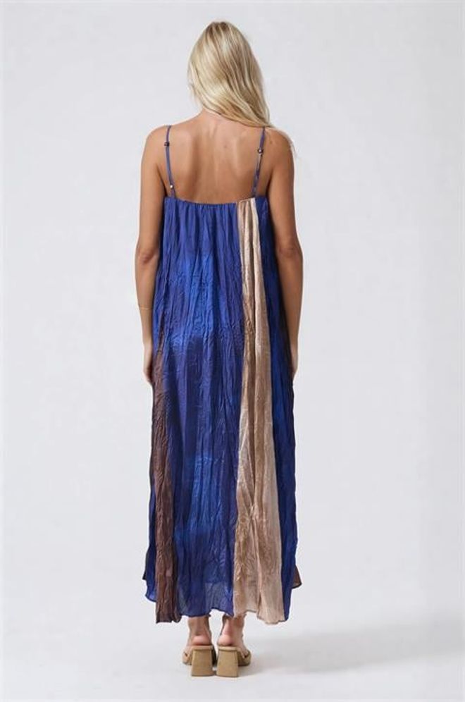 Sobe Istanbul Blue Color Block Sleeveless Slip Dress Wholesale Clothing Lounge