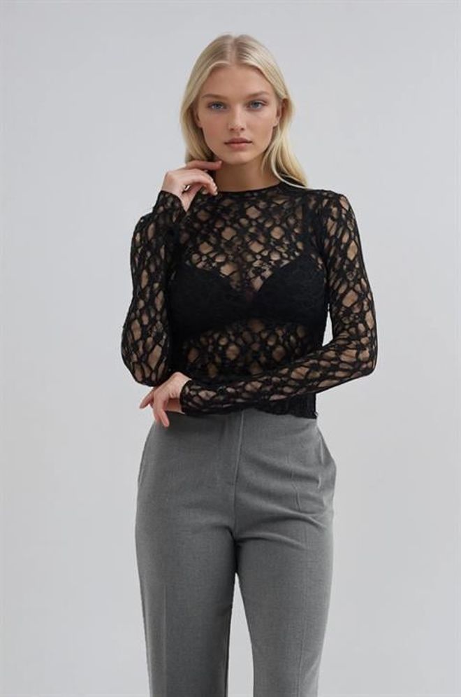 Sobe Istanbul Črna Bluza Seksi Eleganten Ozek Dolgi Rokav Oblačila na debelo Delo