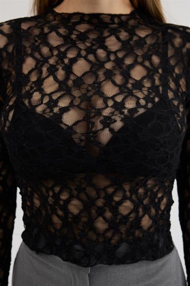 Sobe Istanbul Črna Bluza Seksi Eleganten Ozek Dolgi Rokav Oblačila na debelo 5